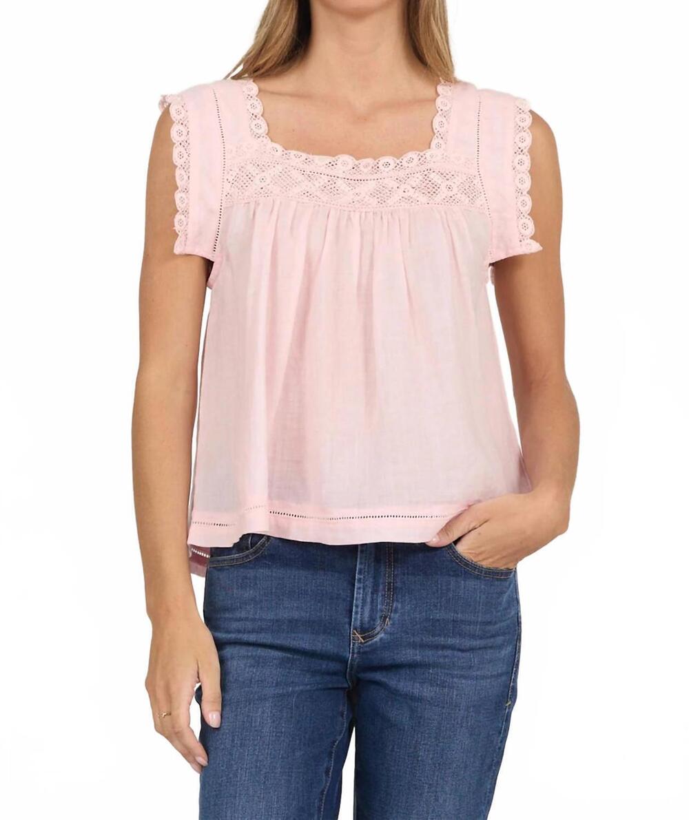 NEW DEAR JOHN DENIM embroidered sleeveless top in pale lilac